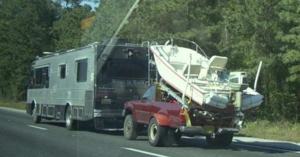 motorhome towing boat car